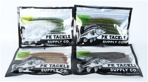4 Packs of PK Tackle Supply Co. Custom Hand Made Scented Soft Plastic Fishing Worms