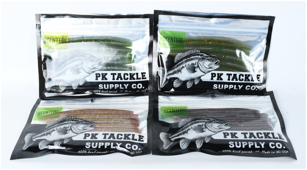 4 Packs of PK Tackle Supply Co. Custom Hand Made Scented Soft Plastic Fishing Worms (1 of 6)
