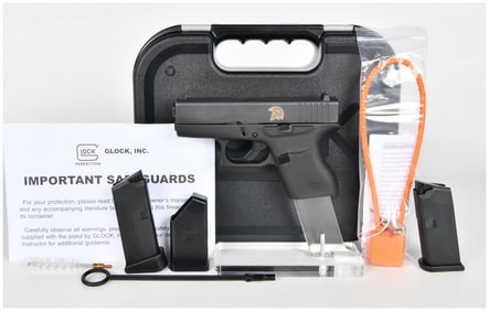 Glock Model 43 Subcompact 9mm Pistol with Custom Spartan Molon Labe Engravings, Circa 2015-Present