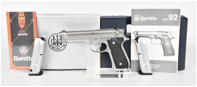 Beretta Model 92FS Semi-Automatic Pistol, Stainless Inox Finish, Late 20th Century