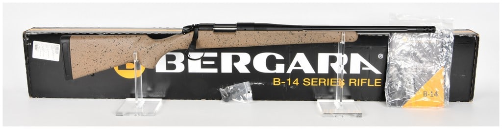 BERGARA B-14 Hunter Bolt-Action Rifle 6.5 Creedmoor, Modern Production: This is a modern BERGARA B-14 Series bolt-action rifle, model B14S102SI, chambered in 6.5 Creedmoor. The rifle features a black finished metal receiver and a fluted, 18-inch barrel equipped with a fac