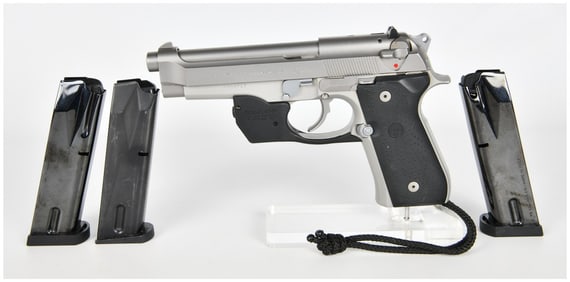 Beretta Model 96 Semi-Automatic Pistol .40 S&W Stainless Steel with 3 Magazines Circa 1990s