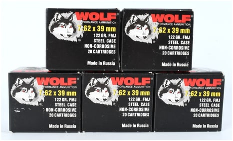 Wolf Performance Ammunition 7.62x39mm 122 Grain FMJ Steel Case Ammunition Lot