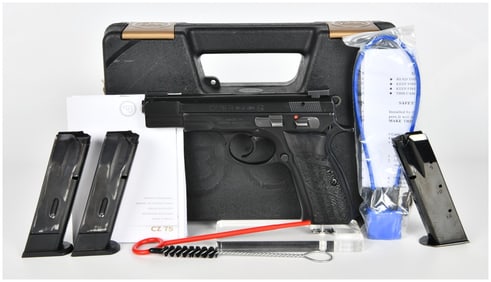 CZ, CZ 75 B Semi-Automatic Pistol, Custom Engraved Grips and Three Magazines, Circa 2017