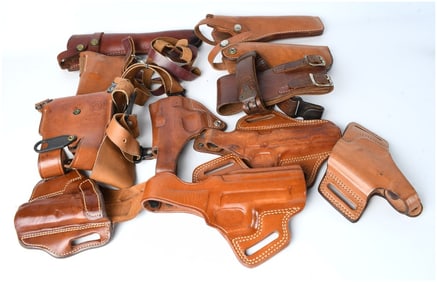 Extensive Collection of Vintage Leather Firearm Holsters and Duty Rigging Components, Circa 1970s