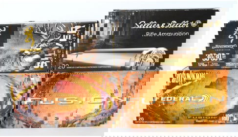 Browning, Federal, and Sellier & Bellot Mixed Caliber Centerfire Rifle Ammunition Lot (80 Rounds)