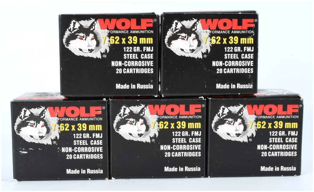 Wolf Performance Ammunition 7.62x39mm 122 Grain FMJ Steel Case Lot, Modern Production (1 of 3)