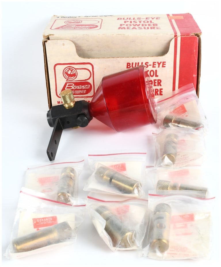Bonanza Sports Bulls-Eye Pistol Powder Measure Reloading Tool with Seven Rotors Vintage (1 of 3)