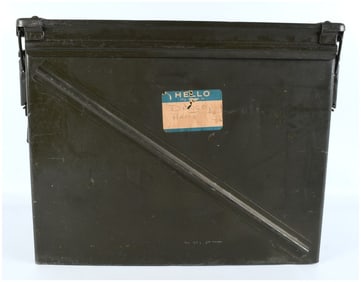 Large Caliber US Military Style Ammunition Storage Can, Olive Drab, Mid-20th Century