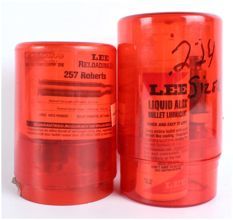 LEE Precision .257 Roberts Reloading Die Set and Liquid Alox Bullet Lubricant Kit, Contemporary (1 of 3)