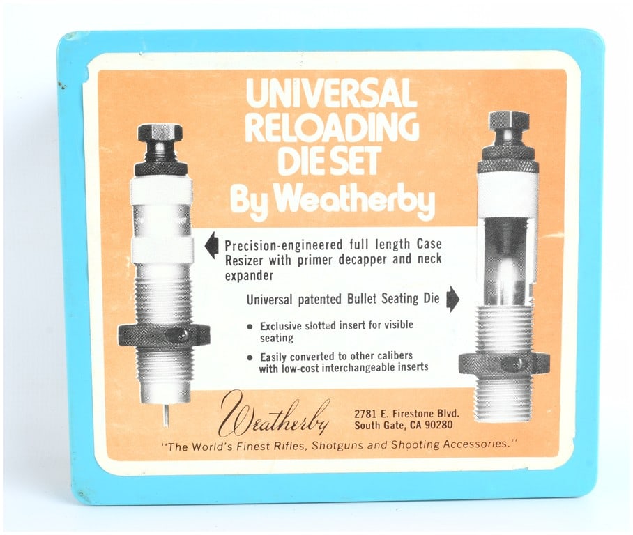 Weatherby Universal Reloading Die Set .270 Caliber FL-N Sizer Vintage South Gate CA Era: A vintage Weatherby Universal Reloading Die Set designed for the .270 caliber, identified by Stock No. 041032. This set represents the quality and innovation associated with Weatherby during its early
