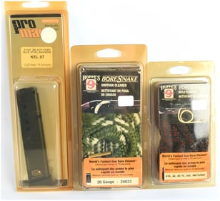 Pro Mag .380 ACP Magazine and Hoppe's 9 BoreSnake Gun Cleaning Accessory Lot, Modern Production