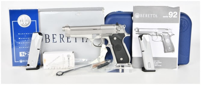 Beretta Model 92FS Inox 9mm Semi-Automatic Pistol with Original Box and Accessories, circa 2013