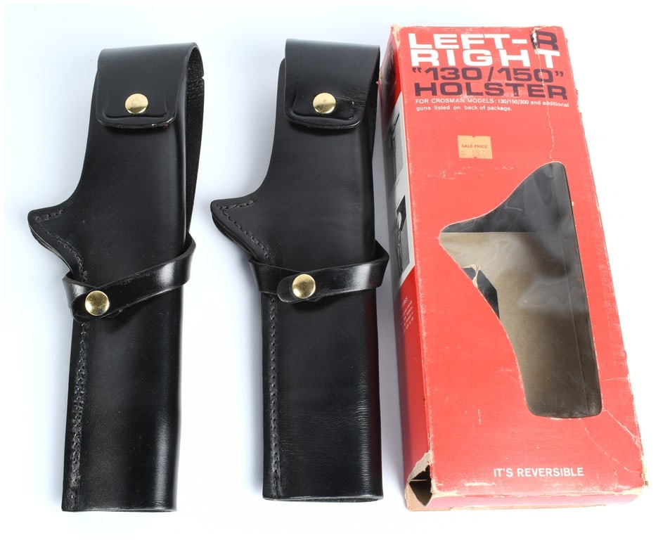 Crosman Vintage Reversible Black Leather Holster Pair for Models 130/150/300, c. 1960s (1 of 4)