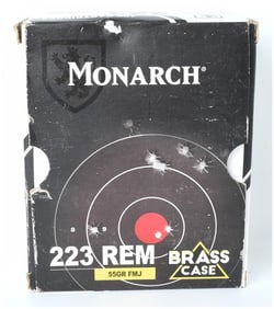 Monarch .223 Remington 55 Grain FMJ Brass Case Ammunition, Modern