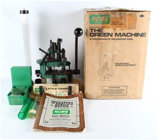 RCBS Omark Industries The Green Machine Progressive Reloading Press Lot, circa 1970s-1980s