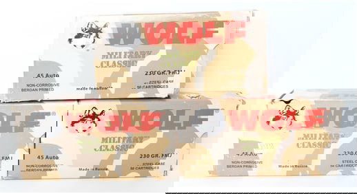 Wolf Military Classic .45 Auto Ammunition 230 Grain FMJ Steel Case