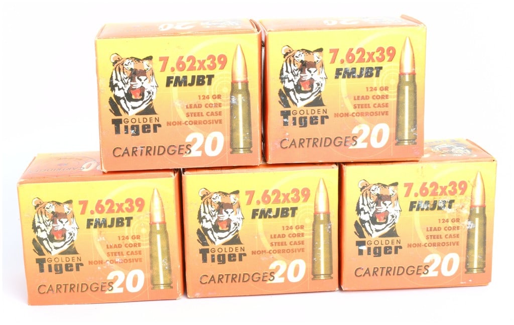 Golden Tiger 7.62x39mm FMJBT Ammunition, 100 Rounds, Early 21st Century (1 of 3)