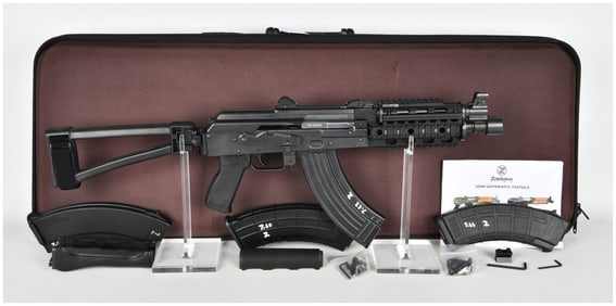Zastava Arms ZPAP92 Semi-Automatic Pistol 7.62x39mm with Quad Rail and Folding Brace
