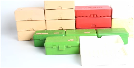 MTM Case-Gard and Ammosafe Vintage Plastic Ammunition Storage Boxes, Lot of 15