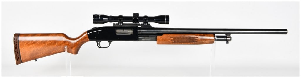 Mossberg Model 500A 12 GA Pump-Action Shotgun with 24-Inch Rifled Barrel, Modern Era: A classic American pump-action shotgun manufactured by O.F. Mossberg & Sons, Inc. of North Haven, Connecticut. This is the Mossberg Model 500A, chambered for 12 gauge, accepting both 2 3/4 inch and 3