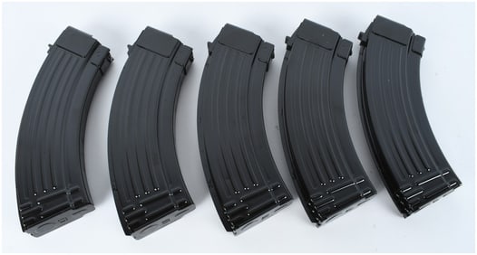 Five Global Ordnance 7.62x39mm AK-47 30-Round Steel Magazines