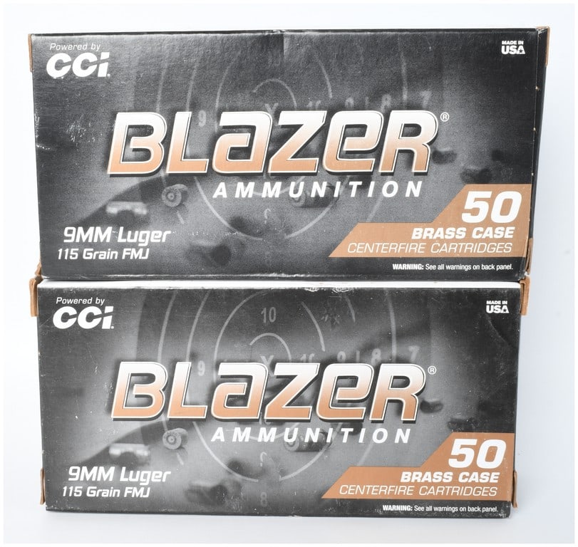 100 Rounds of CCI Blazer Brass 9mm Luger 115 Grain FMJ Ammunition (1 of 3)