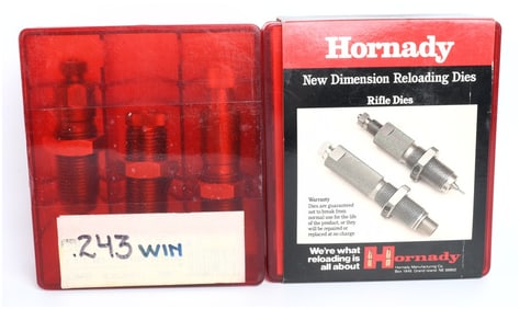 Hornady and Lee .243 Winchester Reloading Die Sets, New Dimension Series, Late 20th Century