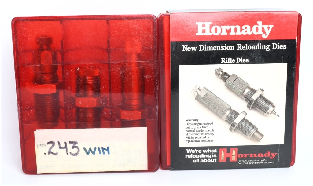 Hornady and Lee .243 Winchester Reloading Die Sets, New Dimension Series, Late 20th Century (1 of 4)