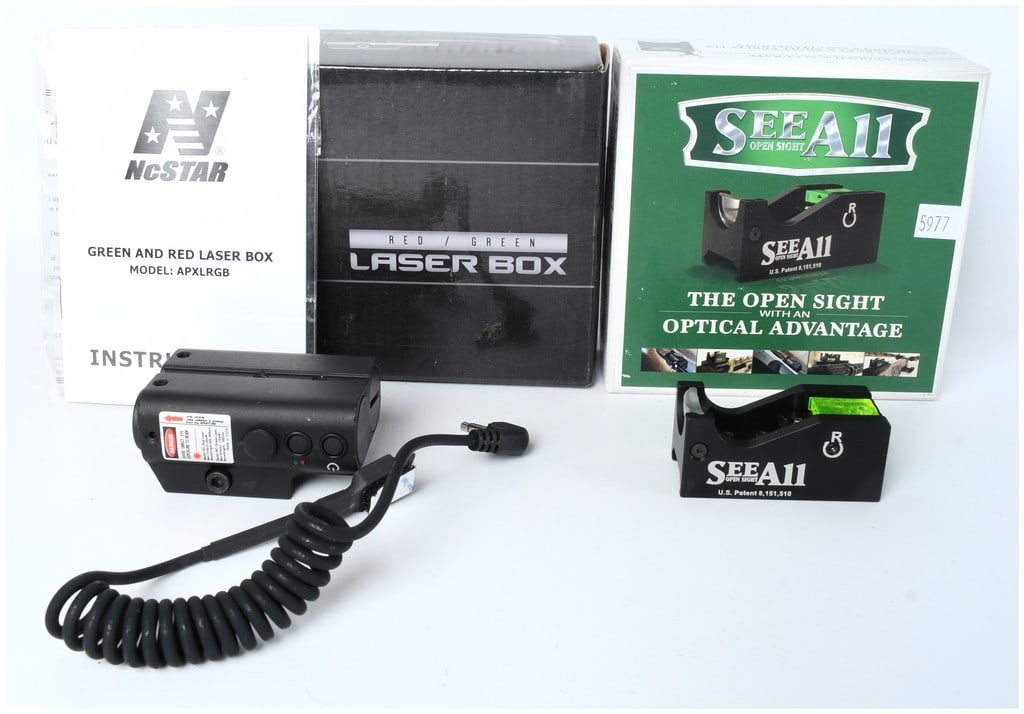 Modern Firearm Accessory Lot: NcSTAR APXLRGB Red/Green Laser and SEE ALL Open Sight System (1 of 7)
