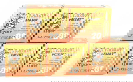 Golden Tiger 7.62x39mm FMJBT Ammunition Lot 100 Rounds Modern Production