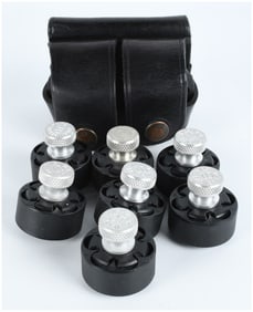 A Collection of 9 HKS Revolver Speedloaders and Carrying Case