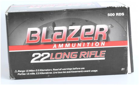 CCI Blazer .22 Long Rifle Ammunition 40 Grain Lead Round Nose 500 Rounds