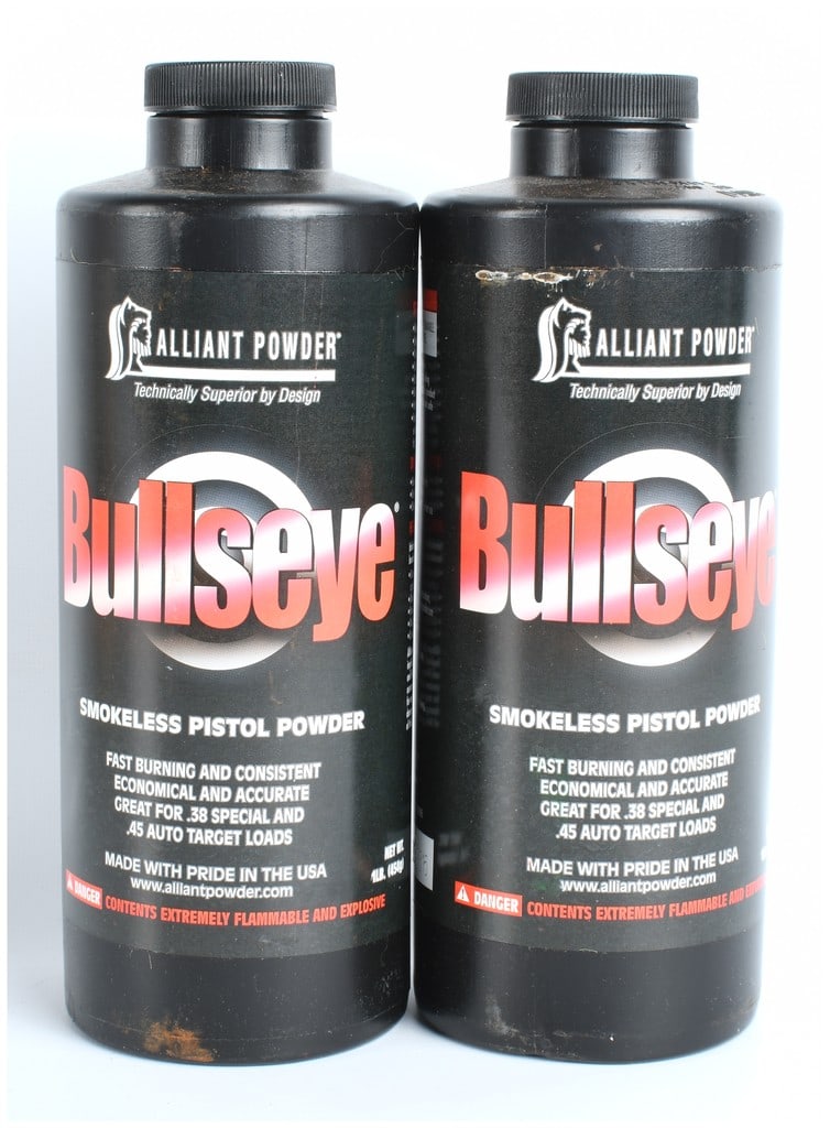 Alliant Powder Bullseye Smokeless Pistol Powder Canisters, 1 LB (Lot of 2), Contemporary Production (1 of 2)