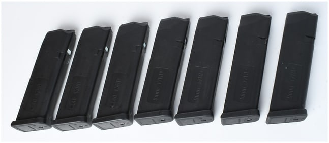 A Group of 7 .40 S&W and 9mm Luger Handgun Magazines