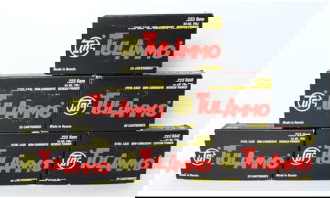 TULAMMO .223 Remington 55 Grain FMJ Steel Case Ammunition, Modern Production