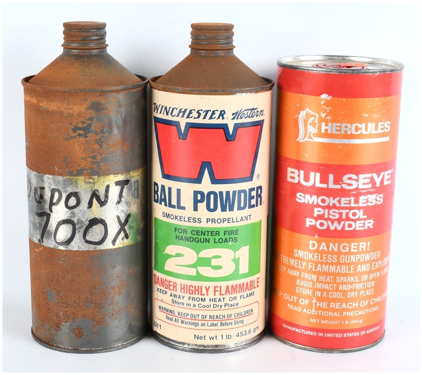Vintage Smokeless Propellant Powder Tins Lot of Three Winchester Hercules Du Pont (1 of 3)