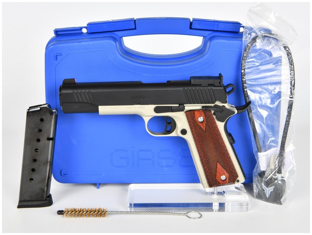 Girsan MC 1911 Match Semi-Automatic Pistol, Two-Tone Finish, .45 ACP, c. 2021: This auction lot features a Girsan MC 1911 Match semi-automatic pistol chambered in .45 ACP, manufactured in Turkey and imported by EAA (European American Armory) of Cocoa, Florida. The firearm is con