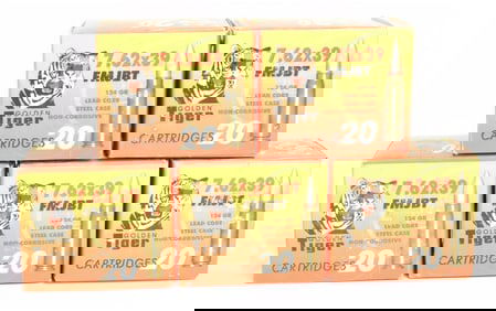 GOLDEN Tiger 7.62x39mm FMJBT Rifle Ammunition, 100 Rounds, Steel Case Commercial Import