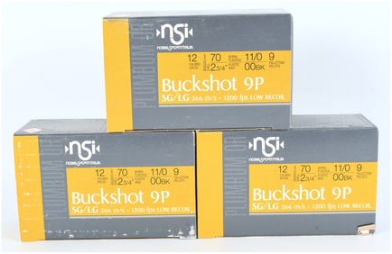 NSI NobelSport Italia 12 Gauge 2 3/4" 00 Buckshot Low Recoil Ammunition, Modern Production