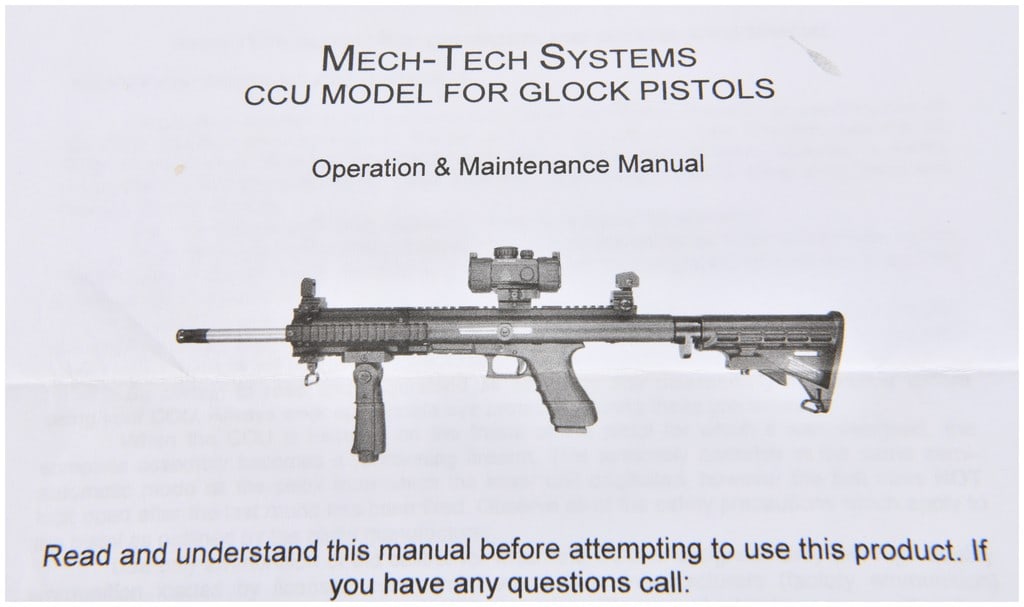 Mech-Tech Systems CCU Model Carbine Conversion Unit for Glock Pistols circa 2014 - 19