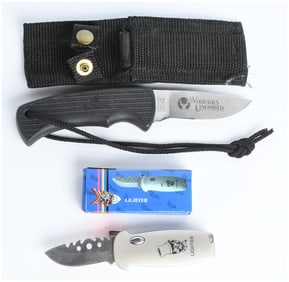 Two Knives Including an Imperial Ireland Whitetails Unlimited Hunting Knife and a Novelty