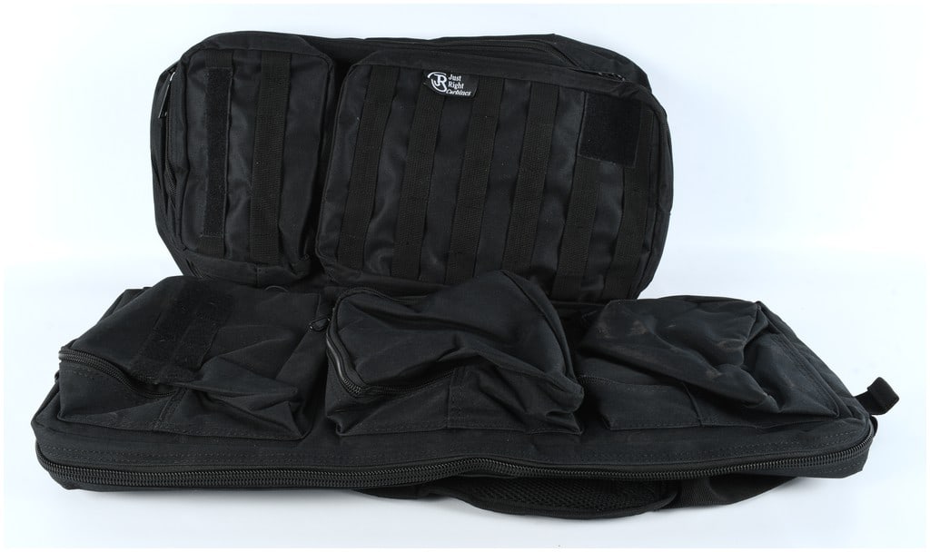 Just Right Carbines JRC Tactical MOLLE Rapid Response Backpack Lot of Two: This lot contains two (2) tactical rapid response carrying systems manufactured and branded by Just Right Carbines (JRC). These modular packs are constructed of heavy-duty black synthetic nylon, desig