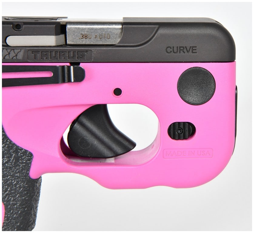Taurus CURVE .380 AUTO Subcompact Semi-Automatic Pistol, Raspberry Frame, Integrated Laser/Light, - 9