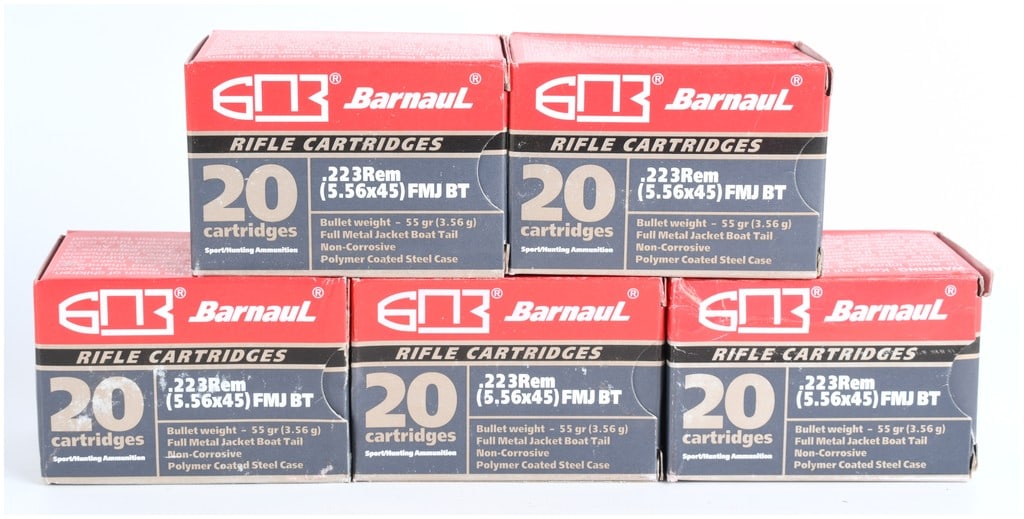 Barnaul .223 Remington (5.56x45) Rifle Ammunition, 100 Rounds, Contemporary Production (1 of 3)