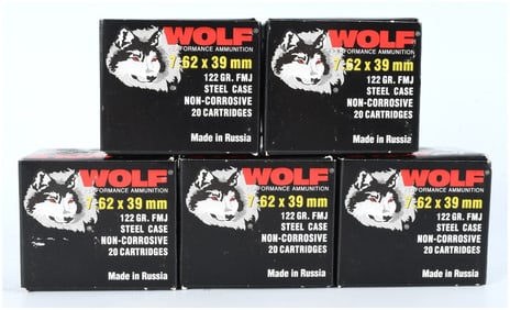 WOLF Performance Ammunition 7.62x39mm 122 Grain FMJ Steel Case, Vintage New Old Stock