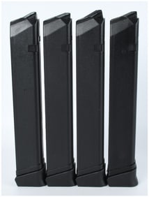 A Set of Four RWB 33-Round Extended Magazines for Glock 9mm Handguns