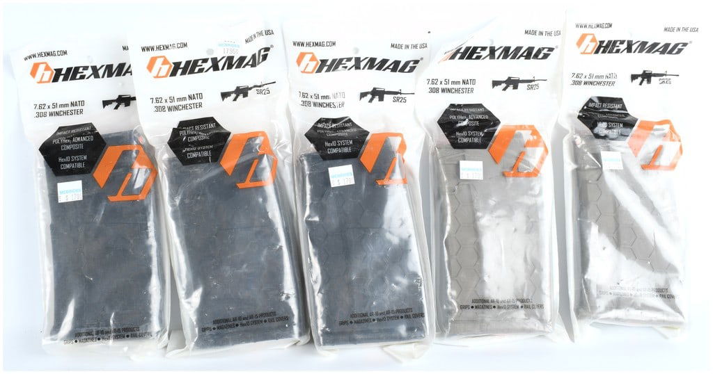 Hexmag SR-25/AR-10 .308/7.62x51mm Advanced Composite Magazines, Lot of Five, Contemporary (1 of 4)