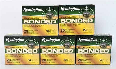 100 Rounds of Remington Golden Saber Bonded 9mm Luger+P Ammunition