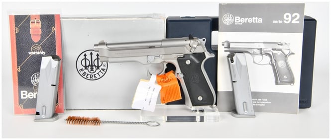Beretta Model 92FS Inox Semi-Automatic Pistol, Stainless Steel, Made in Italy, circa 1990s